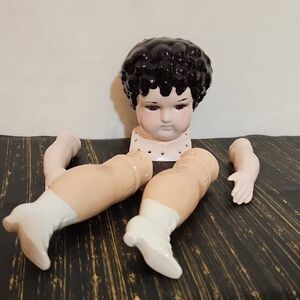 Vintage 1984 Victorian Remake Porcelain Doll Parts with Black Hair